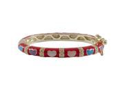 Dlux Jewels Red Enamel Hearts Gold Plated Brass Bangle Multi Color
