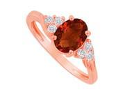 Fine Jewelry Vault UBNR83932P148X6CZGR Oval Shaped Garnet CZ Designer 14K Rose Gold Ring 6 Stones