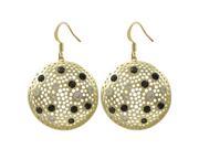 Dlux Jewels Matte Gold Plated with Cubic Zirconia Earrings Black White Cubic Zirconia