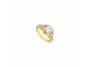 Fine Jewelry Vault UBJ8345Y14CZ CZ Engagement Ring 14K Yellow Gold 1.25 CT CZ 92 Stones