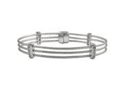 Dlux Jewels Silver Tone Stainless Steel 3 Row Bangle with Magnet