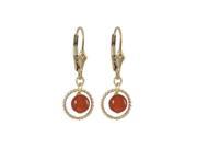 Dlux Jewels Carnelian 6 mm Semi Precious Ball 10 mm Braided Ring with Gold Filled Lever Back Earrings 1.18 in.