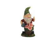 NorthLight 13 in. Gnome with Flowers Solar Powered Lighted Outdoor Patio Garden Statue