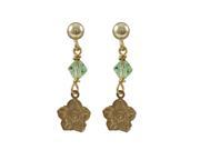 Dlux Jewels Gold Filled Post Earrings with Apple Green 4 mm Swarovski Bead Gold Filled Flower Hanging 0.98 in.