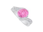 Fine Jewelry Vault UBUNR82556AG9X7CZPS 925 Sterling Silver Pink Sapphire CZ Twisted Shank Ring 4 Stones