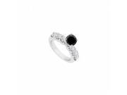 Fine Jewelry Vault UBJS127AW14DBDRS9.5 14K White Gold Black White Diamond Engagement Ring 0.80 CT Size 9.5