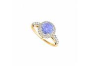 Fine Jewelry Vault UBUNR84677Y14CZTZ Tanzanite CZ Halo Engagement Ring 1.50 CT TGW 8 Stones