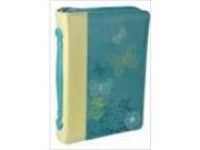 Christian Art Gifts 364555 Bible Cover Butterflies Trendy Luxleather Large Lime Dusty Blue