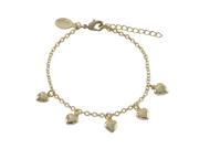 Dlux Jewels Gold Plated Brass Flat Heart Charms on Gold Plated Brass Chain Bracelet 6 in.