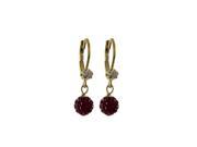 Dlux Jewels Garnet 6 mm Crystal Ball Gold Tone Brass Lever Back with Crystal Earrings 0.94 in.