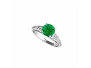 Fine Jewelry Vault UBUNR50644EAGCZE CZ Emerald Engagement Ring in 925 Sterling Silver 28 Stones