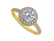 Fine Jewelry Vault UBNR50534Y14CZ Double Halo CZ Engagement Ring in 14K Yellow Gold Best Price Range 0.75 CT