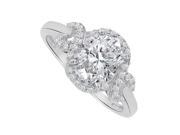 Fine Jewelry Vault UBNR83926AG9X7CZ Oval Halo Twist CZ Ring in Sterling Silver