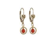 Dlux Jewels Red 4 mm Ball 8 mm Braided Ring Dangling Gold Filled Lever Back Earrings with Heart