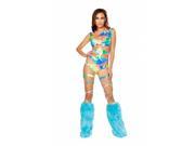 Roma Costume 3297 TD M L Printed Romper with Multiple Cutout Details Tie Dye Medium Large