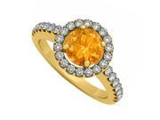 Fine Jewelry Vault UBNR50530Y14CZCT November Birthstone Citrine CZ Halo Engagement Ring 14K Yellow Gold 14 Stones
