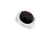 Fine Jewelry Vault UBRBYNRB2006AGGR Oval Checkerboard Cut Garnet Sterling Silver Ring