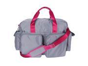 Trend Lab 104328 Diaper Bag Gray And Magenta Pink Deluxe Duffle