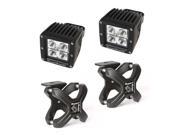 Omix Ada 15210.91 Large X Clamp Square LED Light Kit Textured Black 2 Pieces