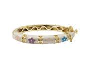 Dlux Jewels 35 mm White Enamel Flower Gold Plated Brass Bangle Multi Color