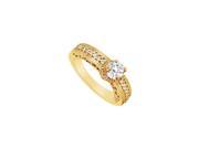 Fine Jewelry Vault UBJS603AY14CZ CZ Engagement Ring 14K Yellow Gold 0.75 CT CZ 16 Stones
