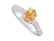 Fine Jewelry Vault UBNR82901AG8X6CZCT Oval Citrine CZ Accent Ring in Sterling Silver 10 Stones