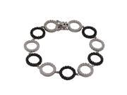 Dlux Jewels Sterling Silver Cubic Zirconia Circle Bracelet with Black White Cubic Zirconias