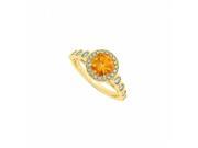 Fine Jewelry Vault UBNR50878Y14CZCT November Birthstone Citrine CZ Halo Engagement Ring in 14K Yellow Gold 10 Stones