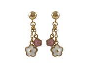 Dlux Jewels Gold White Pink Flower Earrings