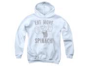 Trevco Popeye Eat More Spinach Youth Pull Over Hoodie White Medium