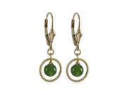 Dlux Jewels Green Jade 6 mm Semi Precious Ball on 10 mm Braided Ring with Gold Filled Lever Back Earrings 1.18 in.