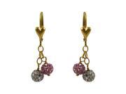 Dlux Jewels pnkwht Gold Filled Pink White Crystal Earrings