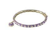 Dlux Jewels Lavender Enamel Flowers with Flower Champagne Gold Tone Brass Bangle 57 mm