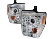 Spec D Tuning 2LHP F25008 TM R8 Style Halo LED Projector Headlights for 08 to 10 Ford F250 Chrome 17 x 18 x 22 in.