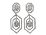 Dlux Jewels Sterling Silver Post Clip Earrings with Cubic Zirconias