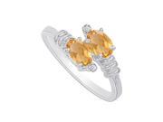 Fine Jewelry Vault UBNR81088W146X4CZCT Beautiful Design Citrine CZ Ring in 14K White Gold 2 Stones