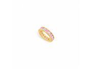 Fine Jewelry Vault UBU14YRD400CZPS14125 Created Pink Sapphire CZ Eternity Band 14K Yellow Gold 4 CT TGW 8 Stones