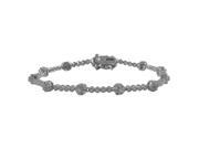 Dlux Jewels Rhodium Plated Sterling Silver Flower Cubic Zirconia Bracelet with Safety Lock 7.5 in.