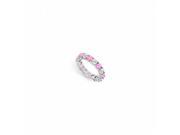 Fine Jewelry Vault UBU14WR400CZPS22620 Created Pink Sapphire CZ Eternity Band 14K White Gold 4 CT TGW 9 Stones