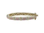 Dlux Jewels 35 mm White Enamel Hearts Gold Plated Brass Bangle Pink