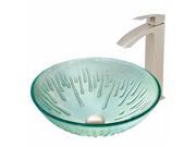 VIGO Icicles Glass Vessel Sink and Duris Faucet Set in Brushed Nickel Finish