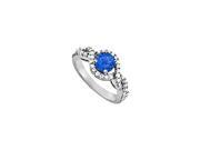 Fine Jewelry Vault UBUNR83893W14CZS Sapphire CZ Twisted Shank Ring in 14K White Gold Excellent Design 52 Stones