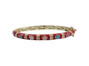 Dlux Jewels 50 mm Red Enamel Flower Gold Plated Brass Bangle Multi Color