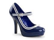 Pin Up Couture SEC15_BLPT 5 0.5 in. Platform Mary Jane Pump Shoe with Contrast Trim Blue Size 5