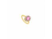 Fine Jewelry Vault UBUK10975AGVYCZPS Created Pink Sapphire CZ Ring Yellow Gold Vermeil 1.50 CT TGW 12 Stones