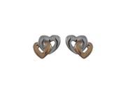 Dlux Jewels Sterling Silver Two Tone Rose Gold Plated Heart Post Earrings