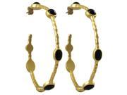 Dlux Jewels Gold Onyx Post Earrings Hoops