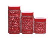 RAGALTA 3PC GLASS CANISTER SET SS RED