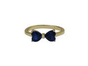 Dlux Jewels Blue Heart Shape Cubic Zirconia with Gold Plated Sterling Silver Bow Ring