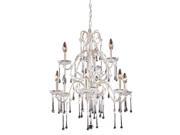 Elk Lights 4003 6 3CL 9 Light Chandelier In Antique White And Clear Crystal